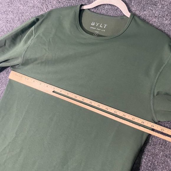BYLT T-Shirt Small Pine Green Drop Cut Lux Long Sleeve Crew Neck - Picture 5 of 8